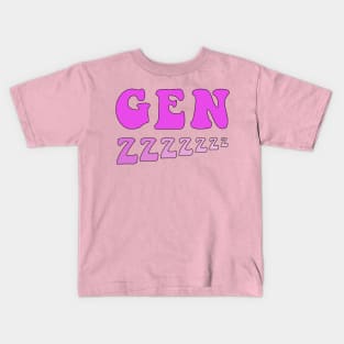 Sleepy Gen Z Pink Kids T-Shirt